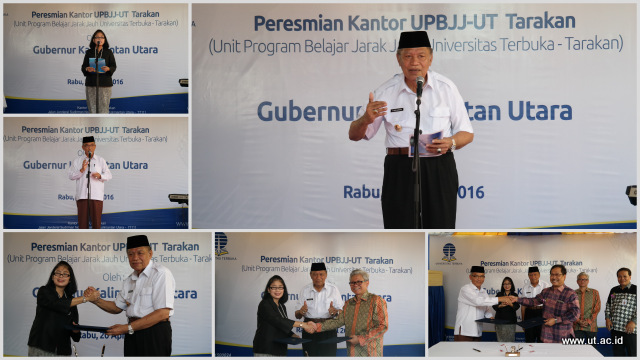 Pembukaan dan sambutan dalam peresmian kantor UPBJJ-UT Tarakan yang dilanjutkan dengan MoU